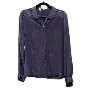 The Clothes Horse vintage silk blouse dark periwinkle blue size 10
